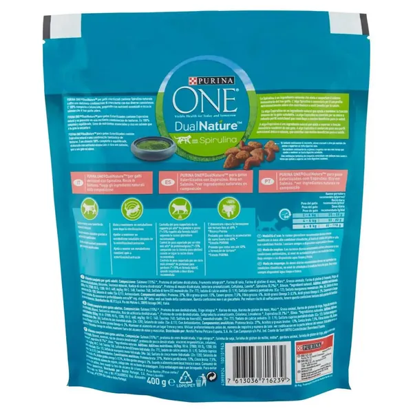 Purina Snack One Dual Nature pentru Pisici Sterilizate Somon si Spirulina Naturala 400 g Bax 8 buc.